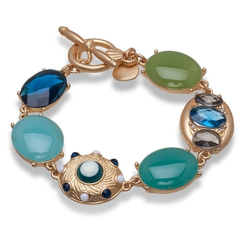 Blue Green Mix Goldtone Bracelet